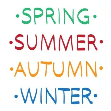 Spring summer autumn winter hand drawn vector Stock Illustration