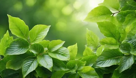 Spring summer background with frame of grass and leaves on nature. Juicy lu.. Stock Photos