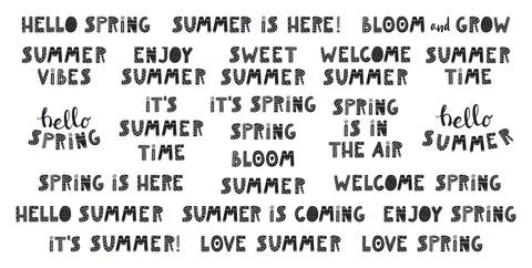 Spring, summer lettering quotes set, collection Stock Illustration