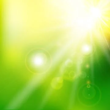 Spring summer sunlight flare abstract green color background. Vector Stock Illustration