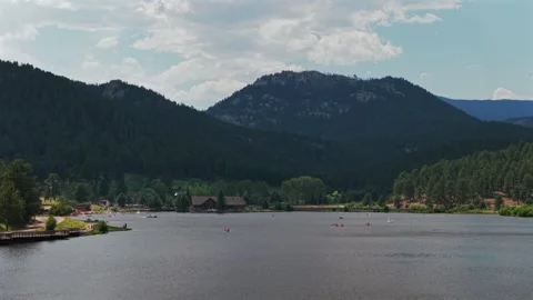 Spring Summertime Evergreen Lake nature landscape downtown Evergreen Colorado Stock Footage 340964002