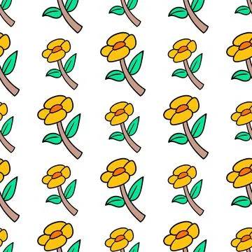 Spring sunflowers seamless pattern textile print. repeat pattern background d Stock Illustration
