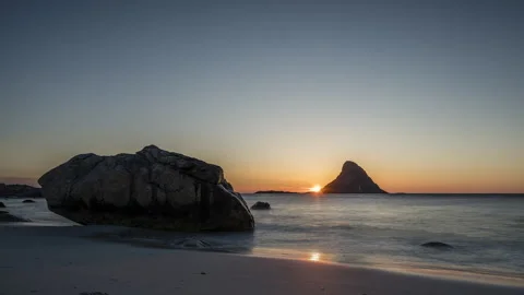 Spring sunset in arctic seacoast area Stock Footage 251354805