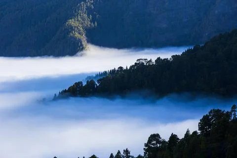 Spring sunset in Caldera De Taburiente Nature Park, La Palma Island, Canary I Фото