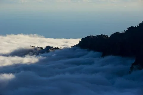 Spring sunset in Caldera De Taburiente Nature Park, La Palma Island, Canary I Stockfoto's