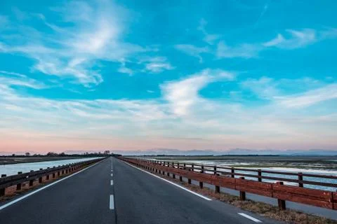 Spring sunset in the lagoon of Grado Stock Photos