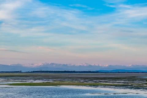 Spring sunset in the lagoon of Grado Foto stock