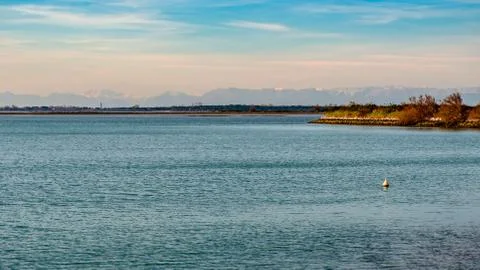 Spring sunset in the lagoon of Grado Stock Photos