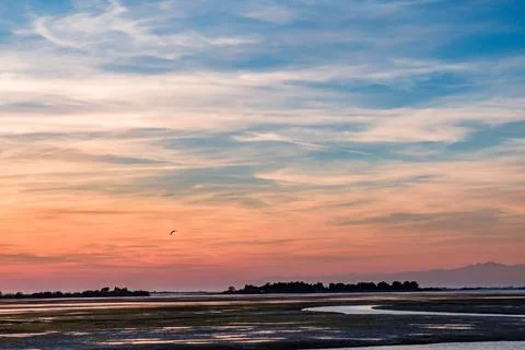 Spring sunset in the lagoon of Grado Stock Photos