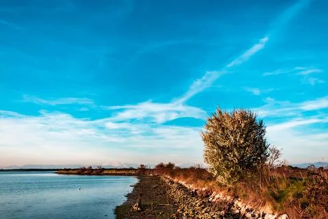 Spring sunset in the lagoon of Grado Stock Photos