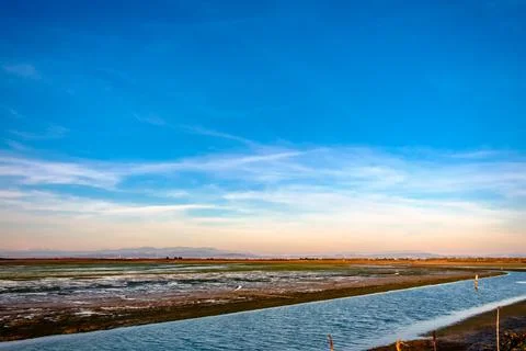 Spring sunset in the lagoon of Grado Stock Photos