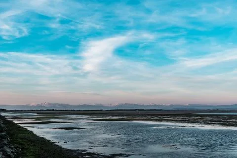 Spring sunset in the lagoon of Grado Stock Photos
