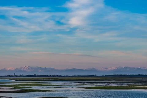 Spring sunset in the lagoon of Grado Stock Photos