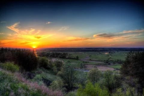 Spring sunset. Stock Photos