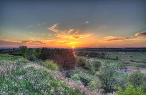 Spring sunset. Stock Photos