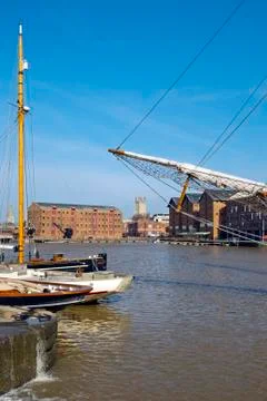 Spring sunshine, Gloucester Docks, UK Stock Photos