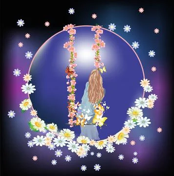 Spring swing Illustrazione stock