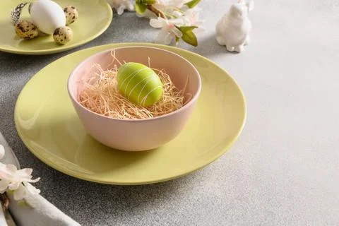 Spring table setting and spring decorations. Easter brunch. Stock Photos
