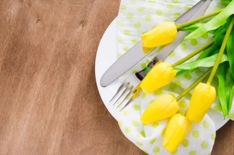 Spring Table Setting for Easter or Mother's Day Stock Photos