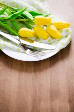 Spring Table Setting for Easter or Mother's Day Stock Photos