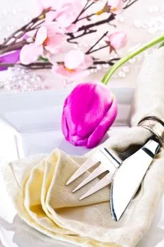 Spring table setting Stock Photos