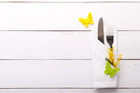 Spring table setting Stock Photos