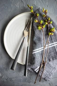 Spring table setting Stock Photos