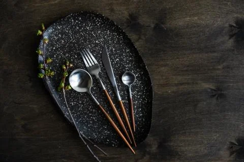 Spring table setting Stock Photos