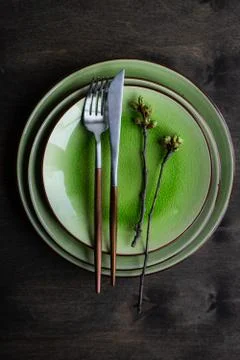 Spring table setting Stock Photos