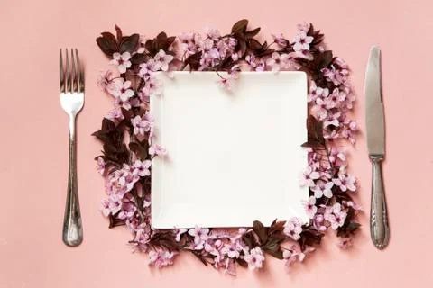 Spring table setting Stock Photos