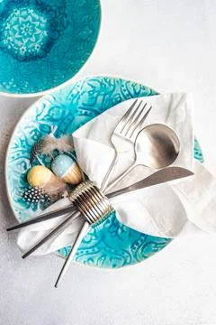 Spring table setting Stock Photos