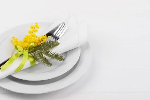 Spring table setting Stock Photos