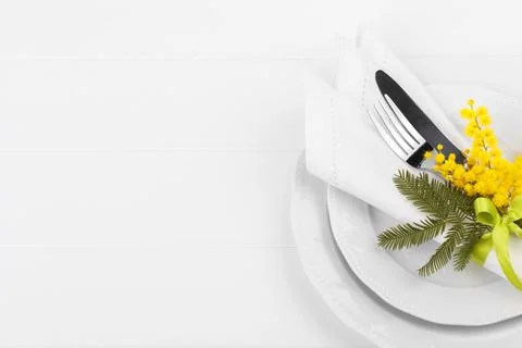 Spring table setting Stock Photos