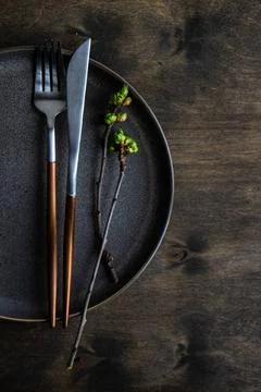  Spring table setting Spring table setting in rustic style decorated with ... Stock Photos