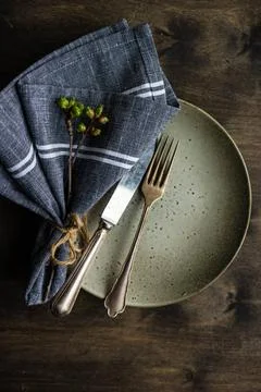  Spring table setting Spring table setting in rustic style decorated with ... Stock Photos