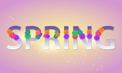 Spring text decoration by flowers Stock Illustration