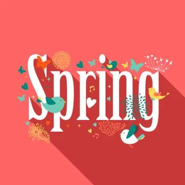 Spring text design concept card Stock Illustration