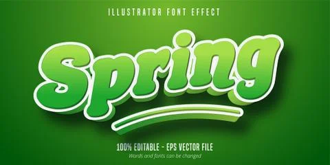 Spring text effect, green editable font style Stock Illustration