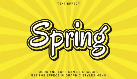 Spring text effect template in 3d design Stock Illustration