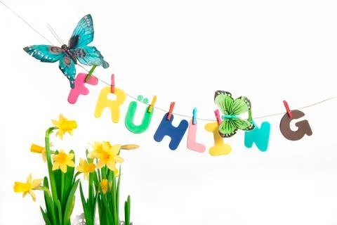 Spring text with flowers Stock Photos