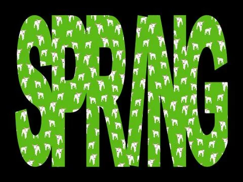 Spring text with lambs Stock Illustration