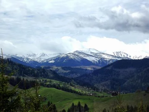 Spring thaw in the mountain valley Stock Photos