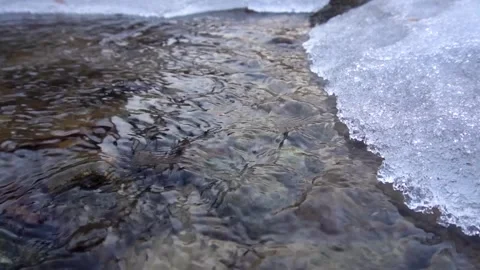 Spring Thaw River With Melting Ice and Snowmelt Flowing in Seasonal Transition Video stock 341877313