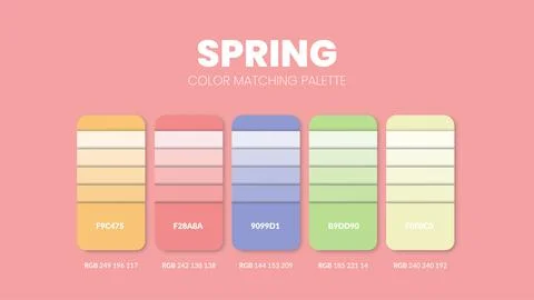 Spring theme color palettes or color schemes are trends combinations and pale Illustrazione stock