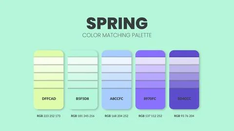 Spring theme color palettes or color schemes are trends combinations and pale Stock Illustration
