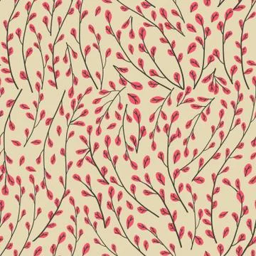 Spring theme seamless pattern design with flower and leaf shape element 库存插图