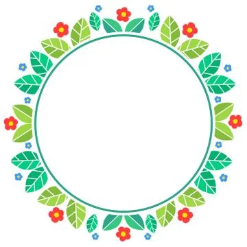 Spring themed floral circular frame design Illustrazione stock