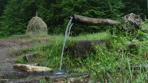 Spring through Wooden Pipe Stock Footage 46127348