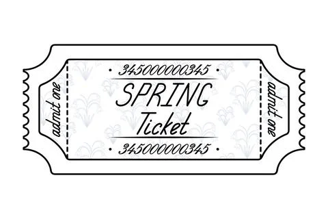 Spring ticket. Ticket admit one. Snowdrop flower background pattern. Vector. 스톡 일러스트