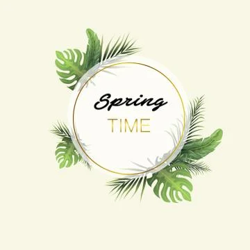 Spring time banner on pastel background. Illustrazione stock
